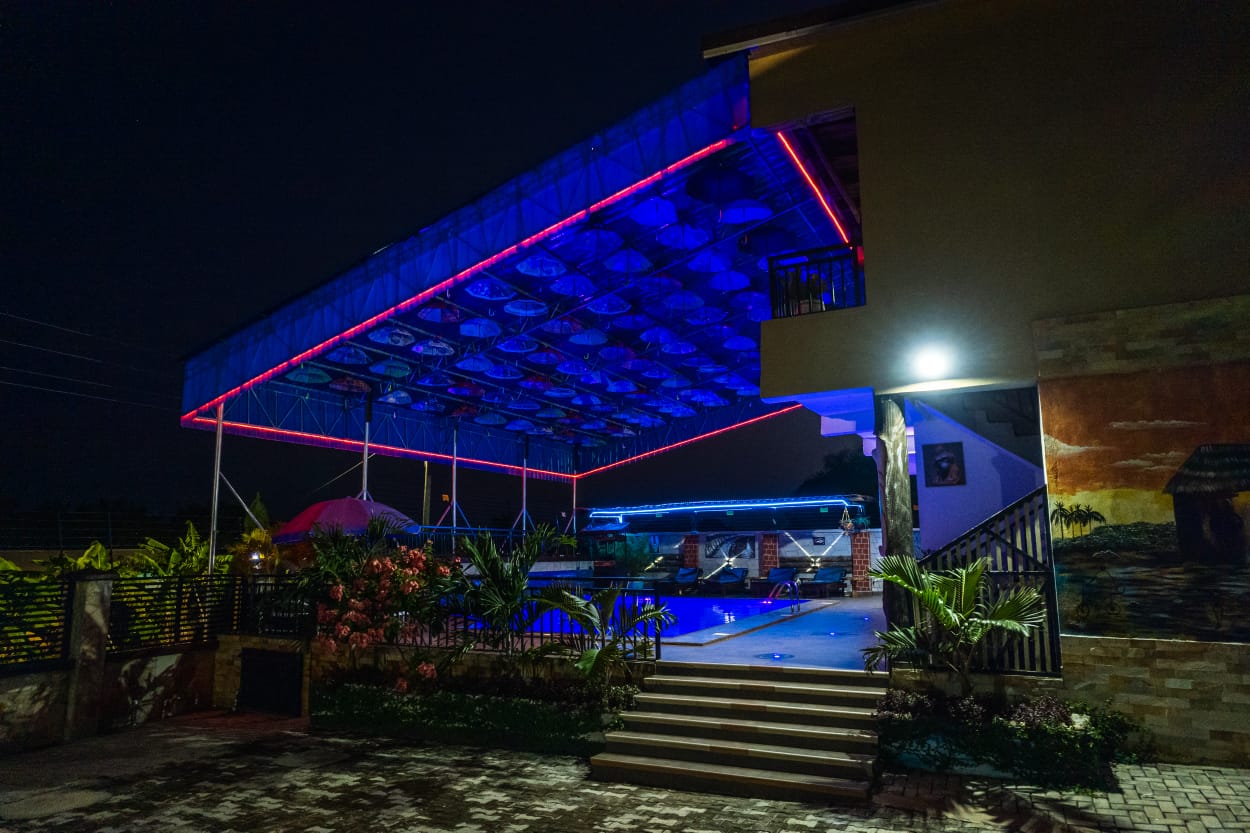 NS LUXURY VILLA pool and terrace at night